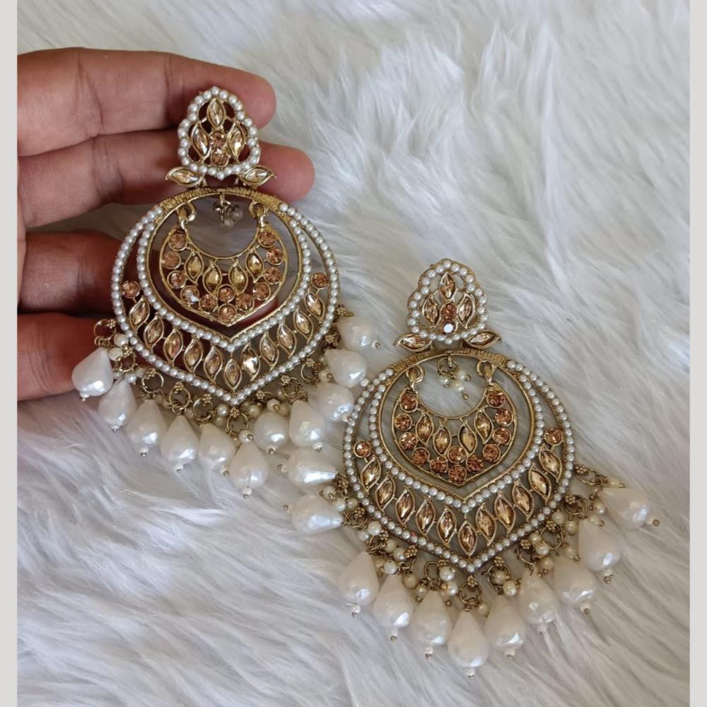 Manisha Jewellery Gold Plated Crystal Stone And Beads Dangler Earrings