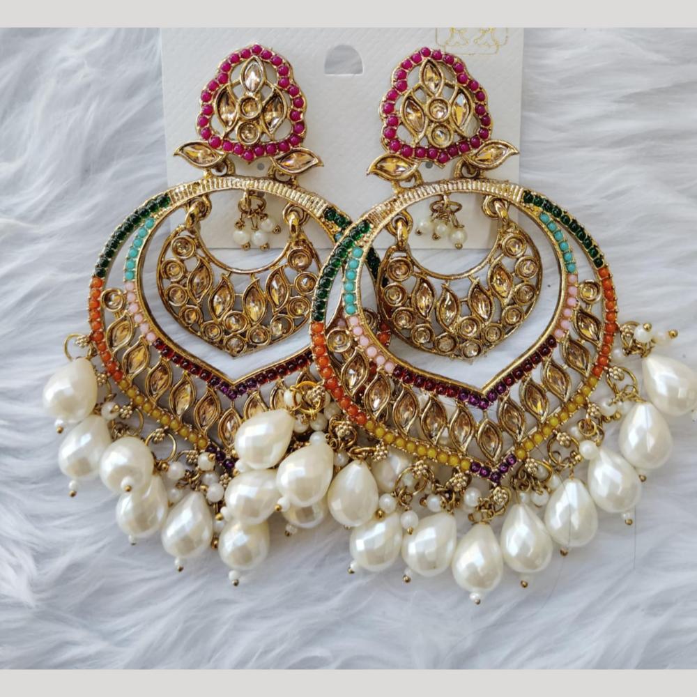 Manisha Jewellery Gold Plated Crystal Stone And Beads Dangler Earrings