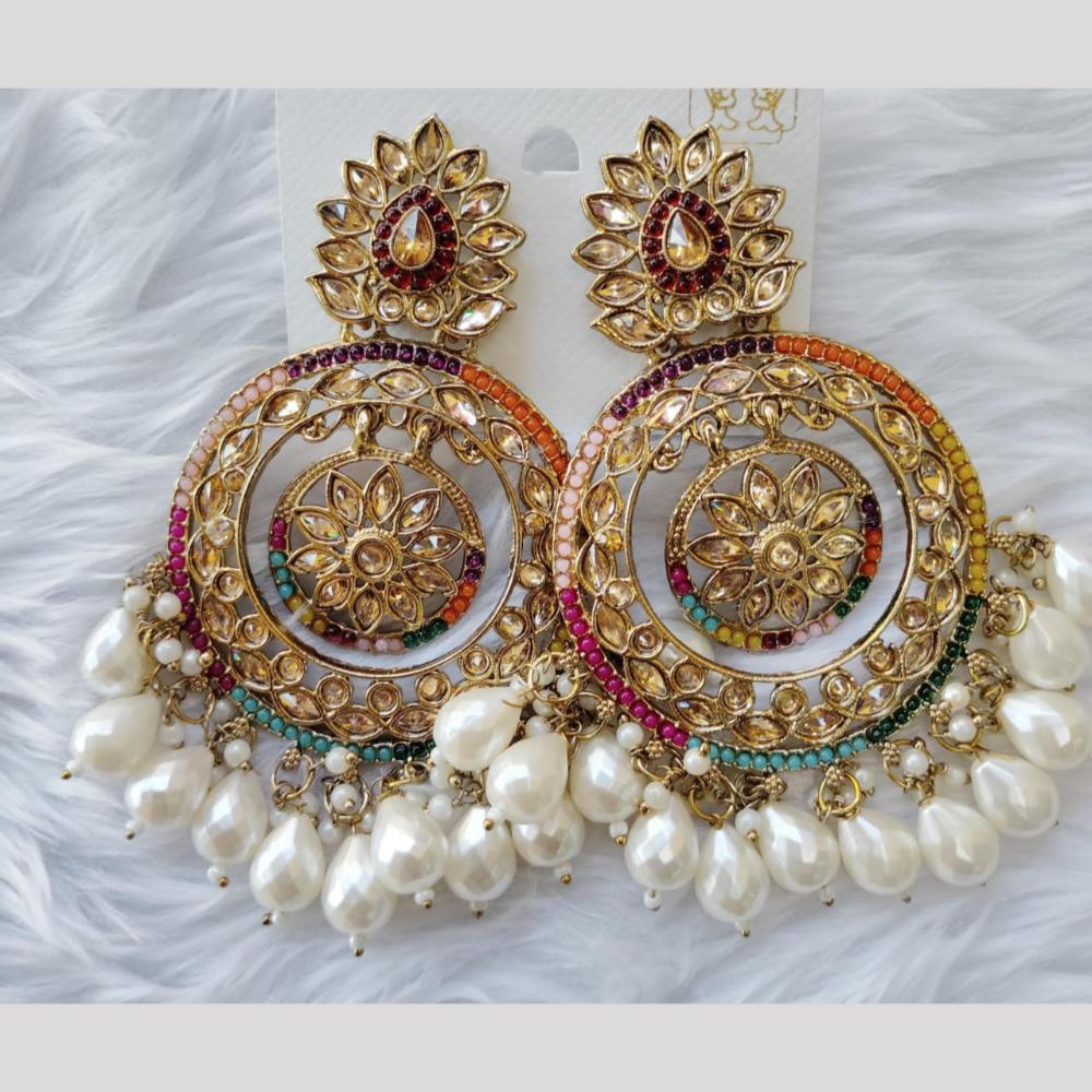 Manisha Jewellery Gold Plated Crystal Stone And Beads Dangler Earrings