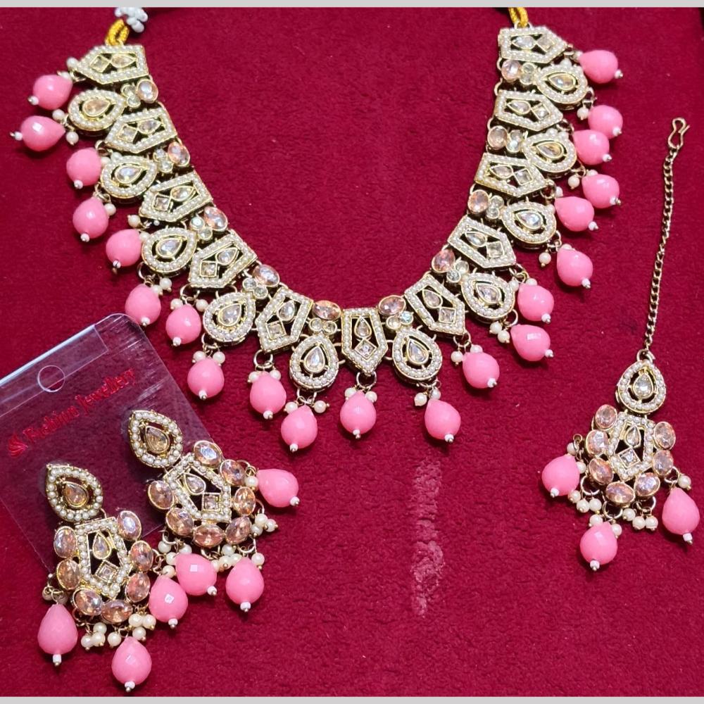 Manisha Jewellery Gold Plated Crystal Stone And Beads Necklace Set
