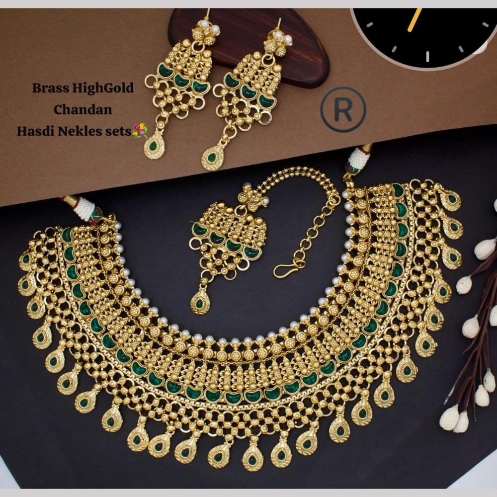 Manisha Jewellery Gold Plated Pota Stone Necklace Set