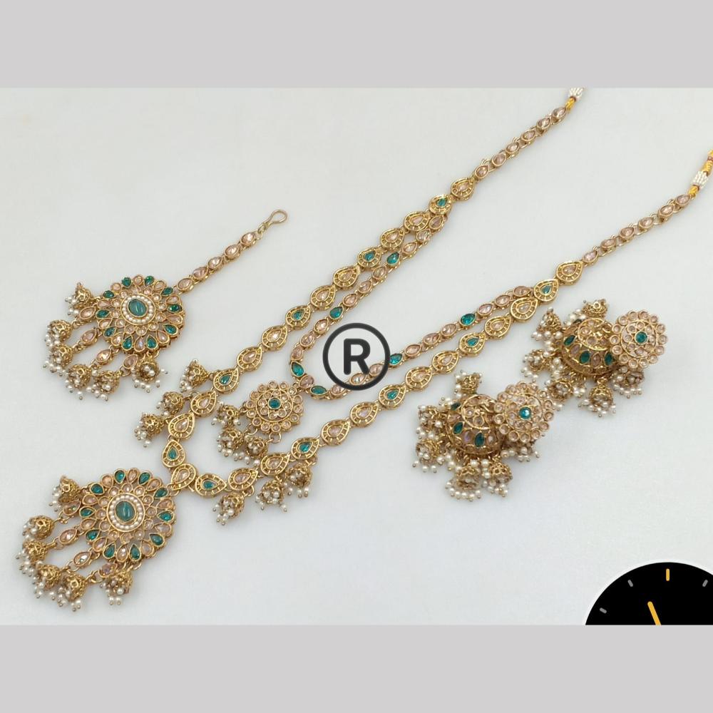 Manisha Jewellery Gold Plated Crystal Stone And Pearls Long Necklace Set