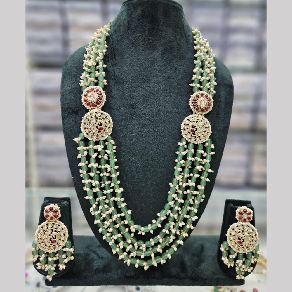 Manisha Jewellery Gold Plated Pota Stone And Beads Long Necklace Set