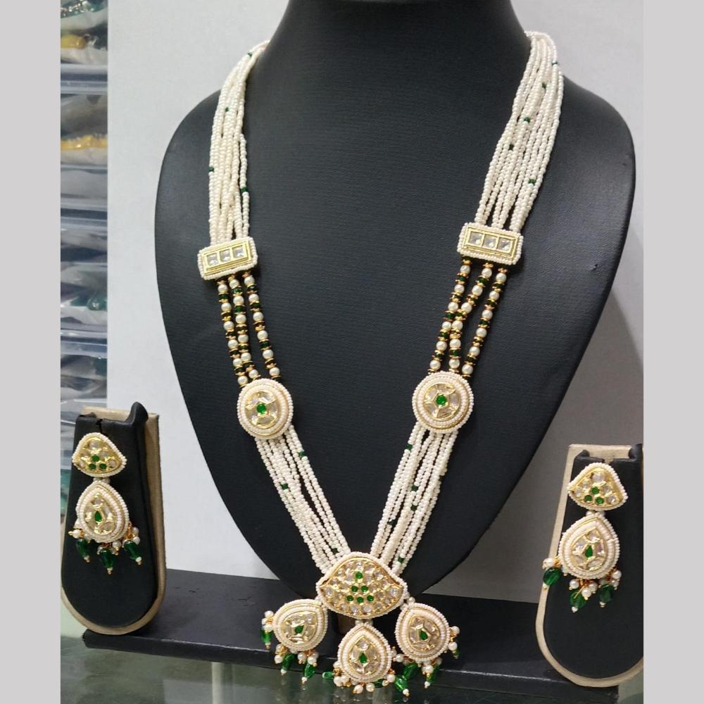 Manisha Jewellery Gold Plated Crystal Stone And Pearls Long Necklace Set