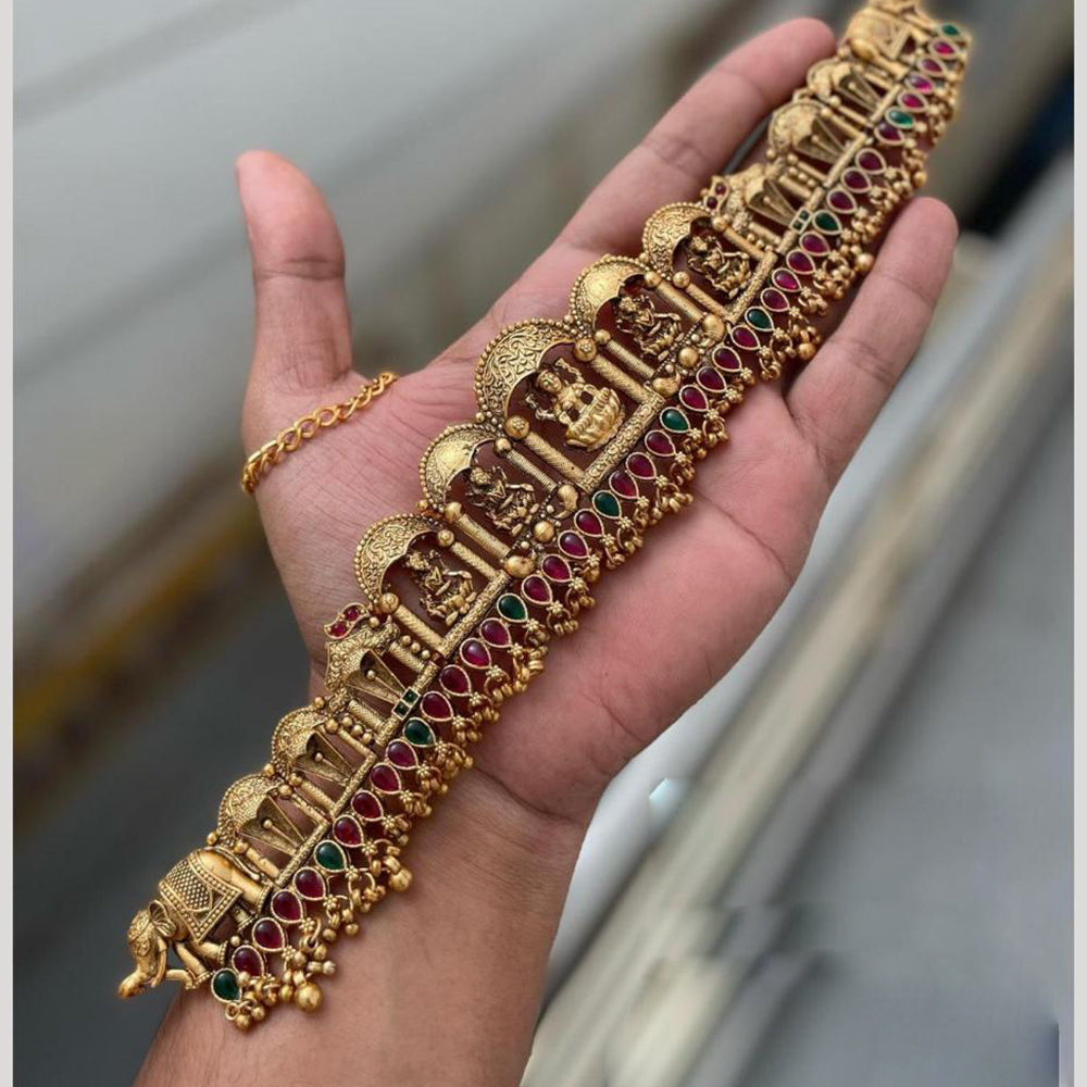 Manisha Jewellery Gold Plated Pota Stone Temple Kamarbandh