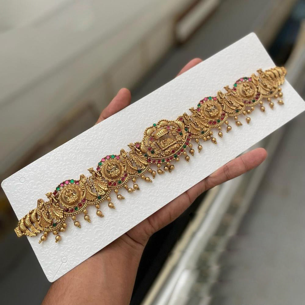 Manisha Jewellery Gold Plated Pota Stone Temple Kamarbandh