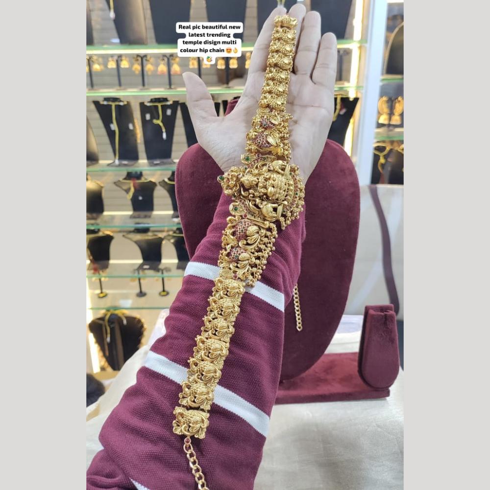 Manisha Jewellery Gold Plated Pota Stone Temple Kamarbandh