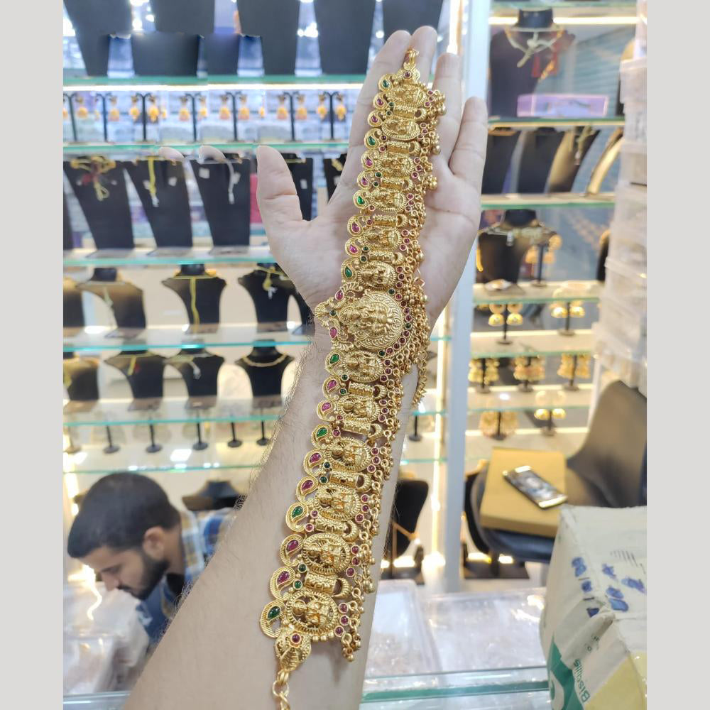Manisha Jewellery Gold Plated Pota Stone Temple Kamarbandh