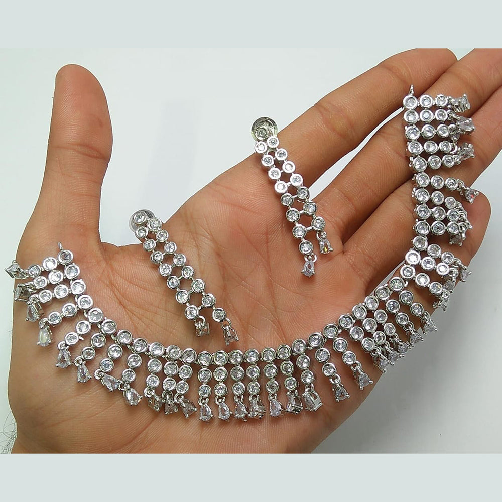 Manisha Jewellery Silver Plated American Diamond Necklace Set