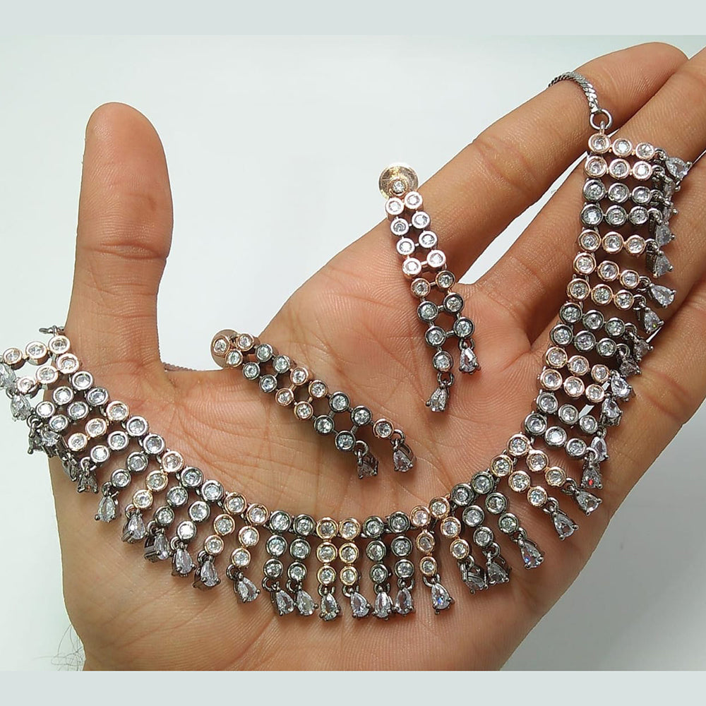 Manisha Jewellery 2 Tone Plated American Diamond Necklace Set