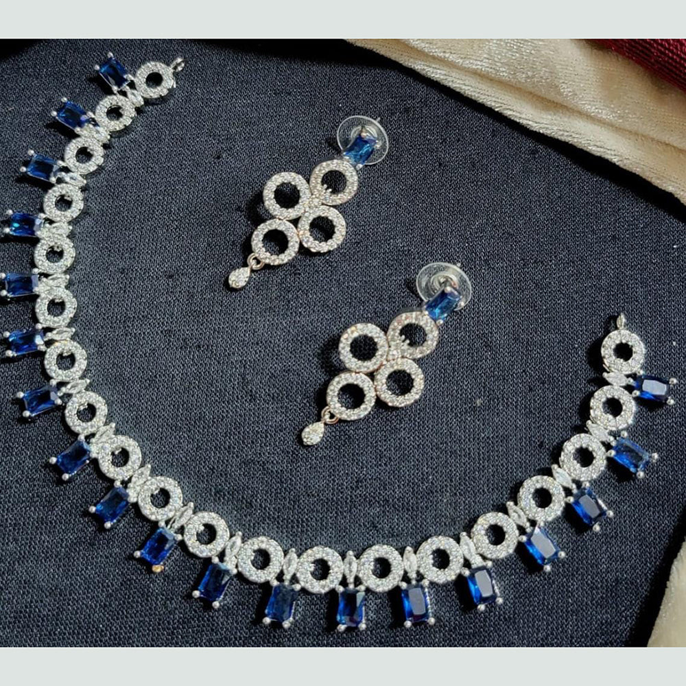 Manisha Jewellery Silver Plated American Diamond Necklace Set