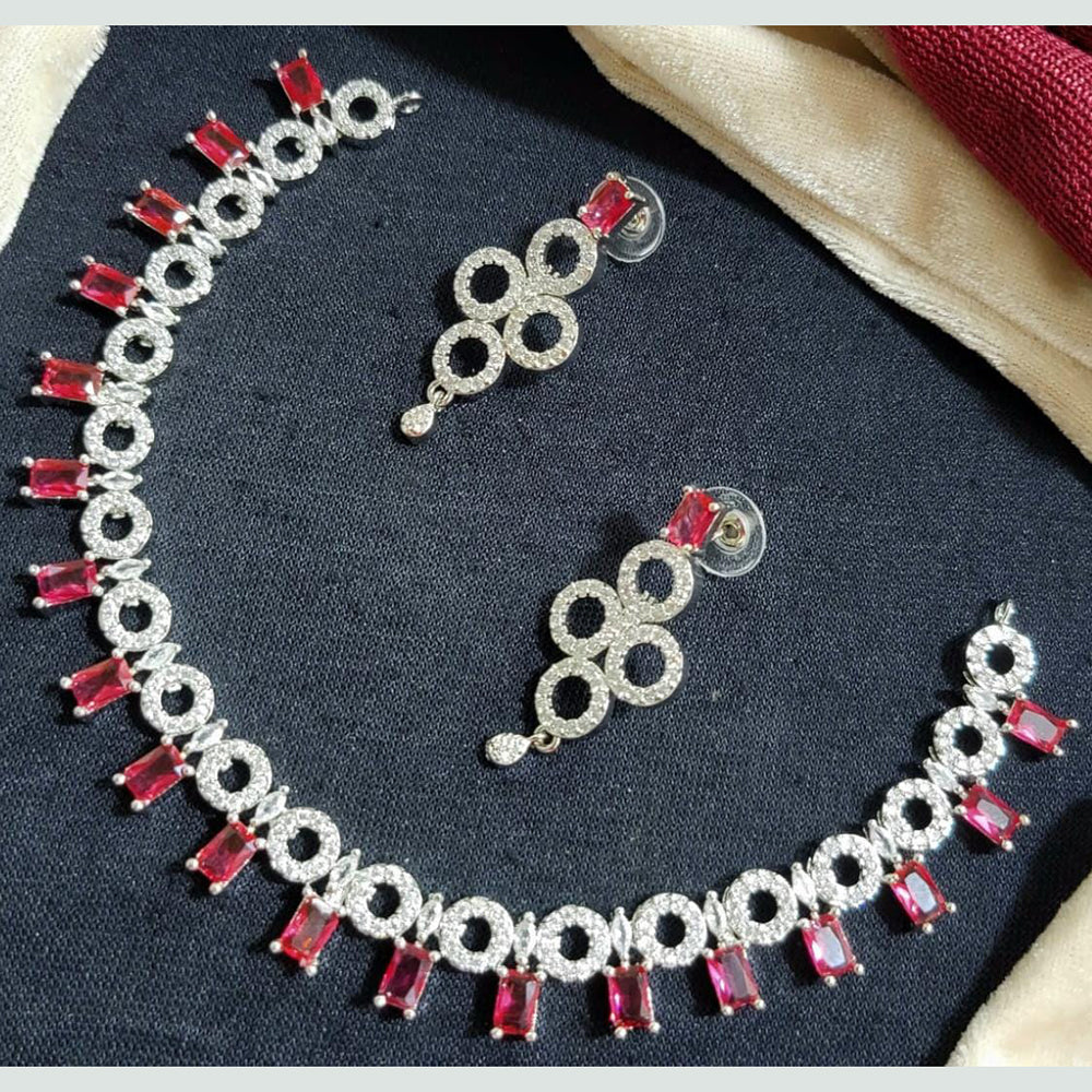 Manisha Jewellery Silver Plated American Diamond Necklace Set