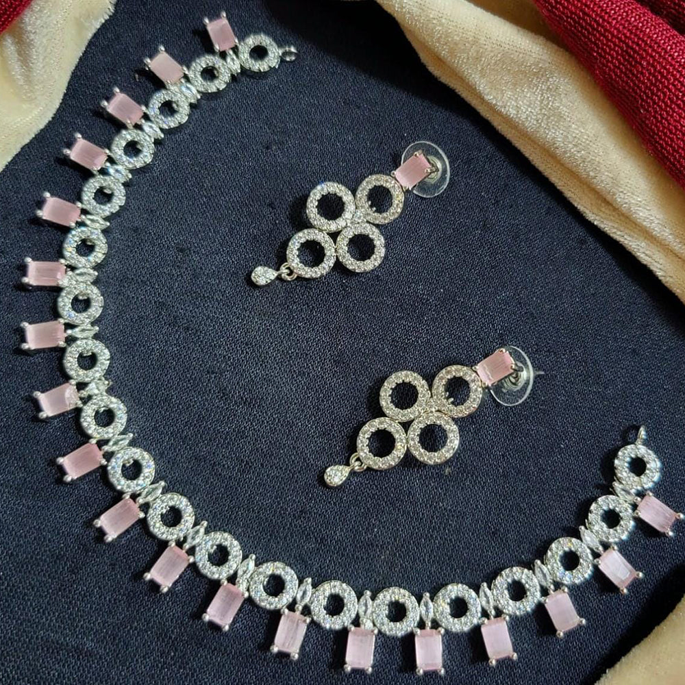 Manisha Jewellery Silver Plated American Diamond Necklace Set