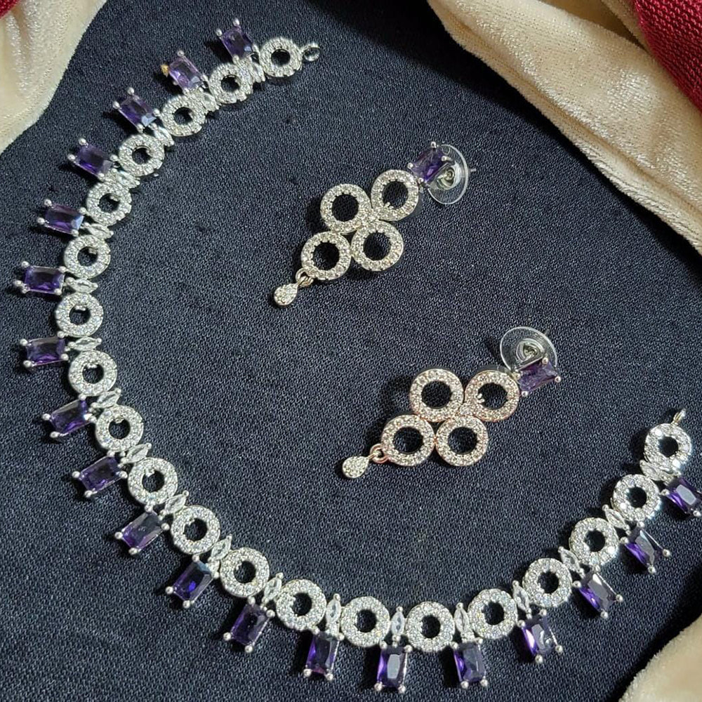 Manisha Jewellery Silver Plated American Diamond Necklace Set