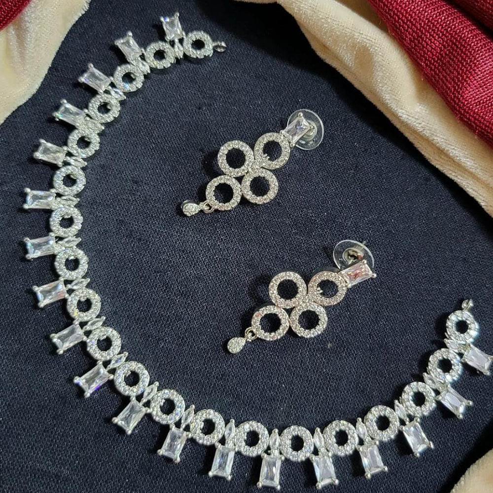 Manisha Jewellery Silver Plated American Diamond Necklace Set