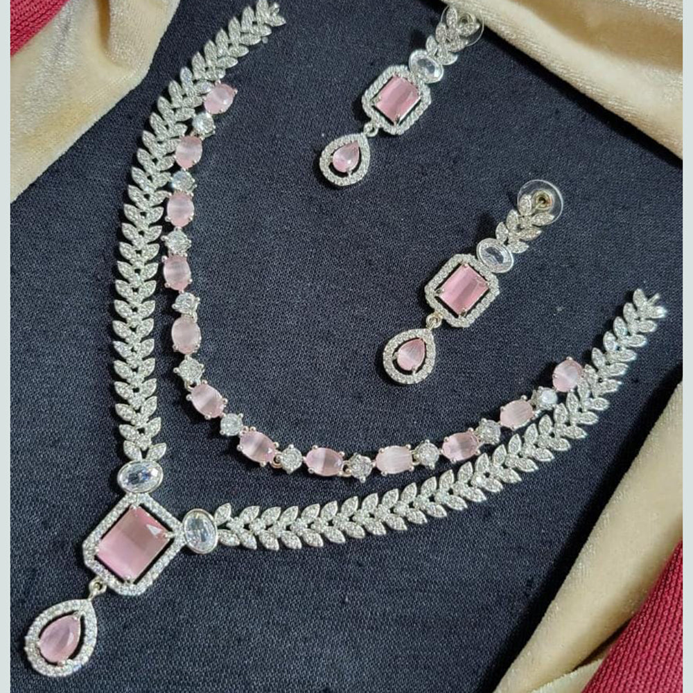 Manisha Jewellery Silver Plated American Diamond Necklace Set