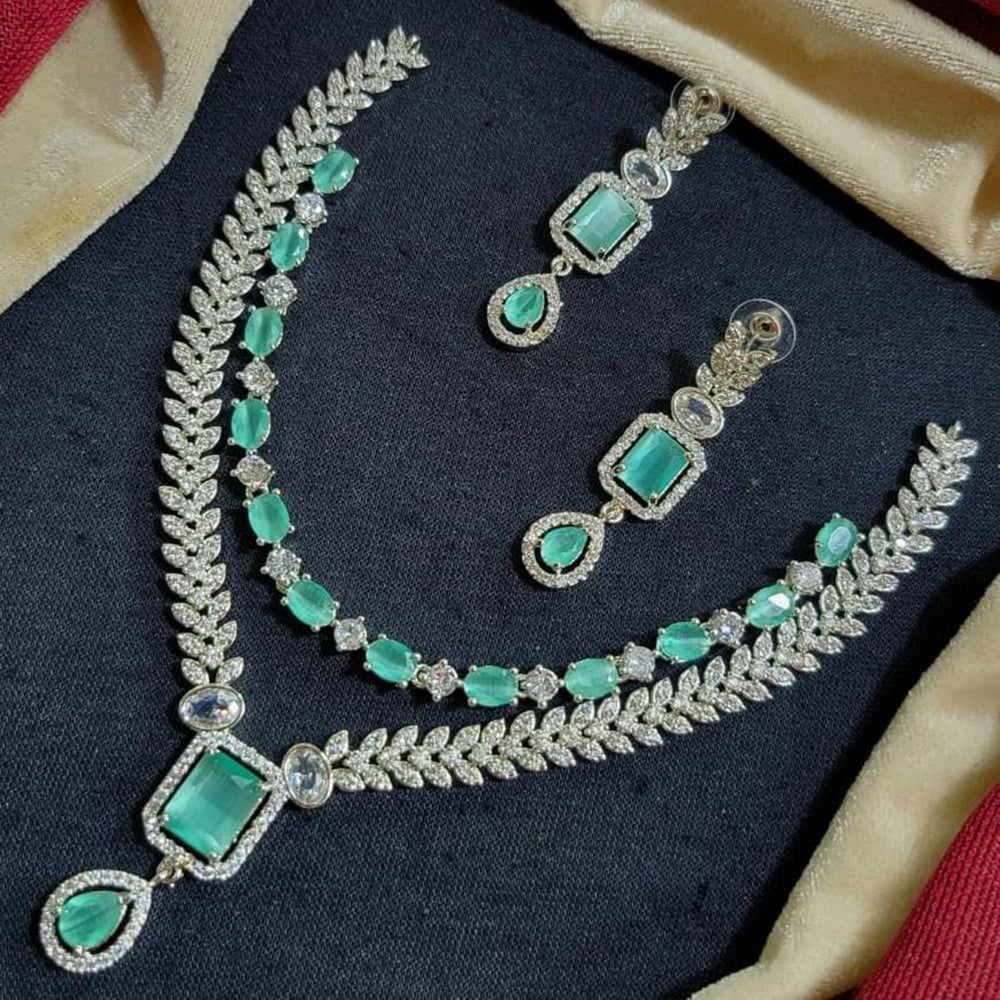 Manisha Jewellery Silver Plated American Diamond Necklace Set