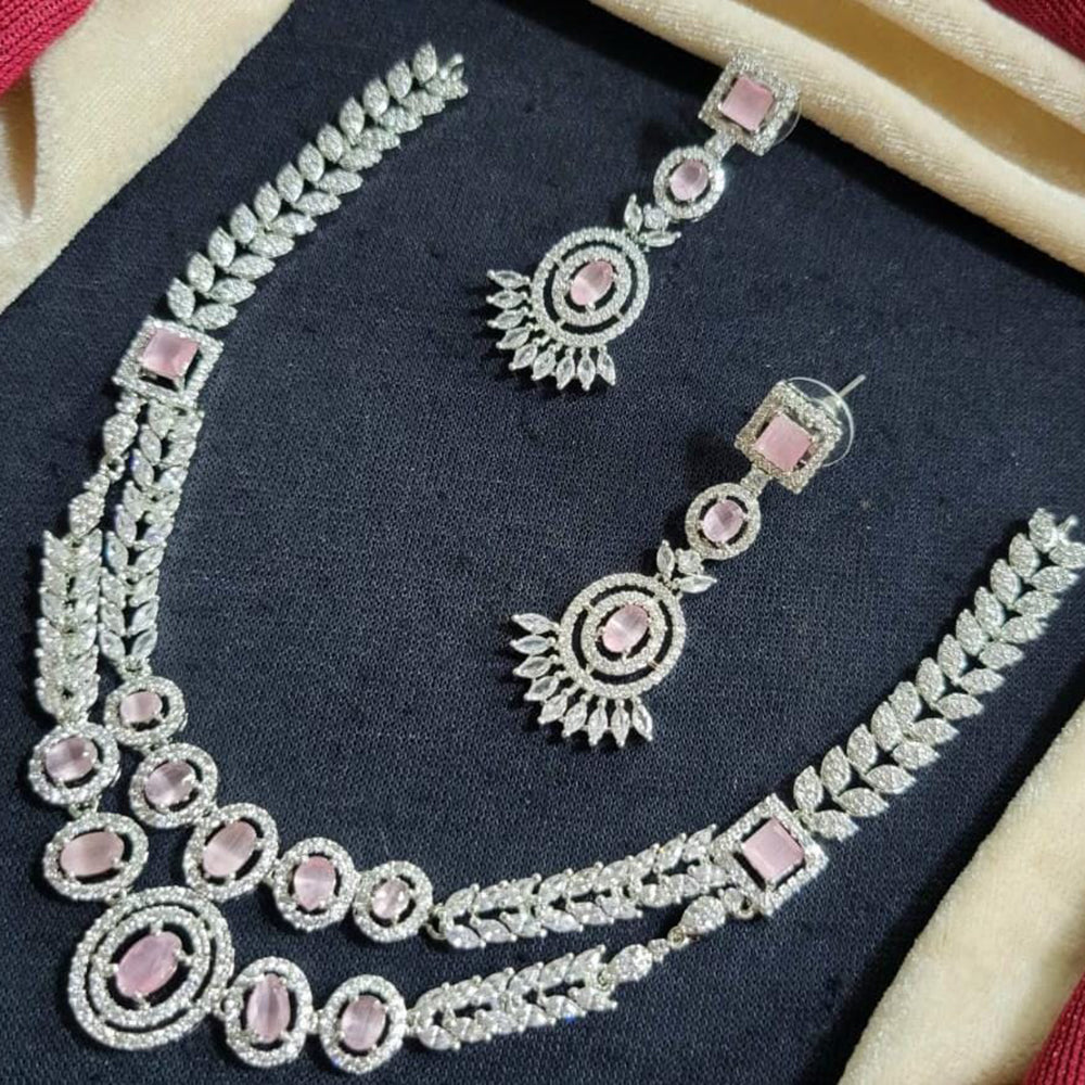 Manisha Jewellery Silver Plated American Diamond Necklace Set