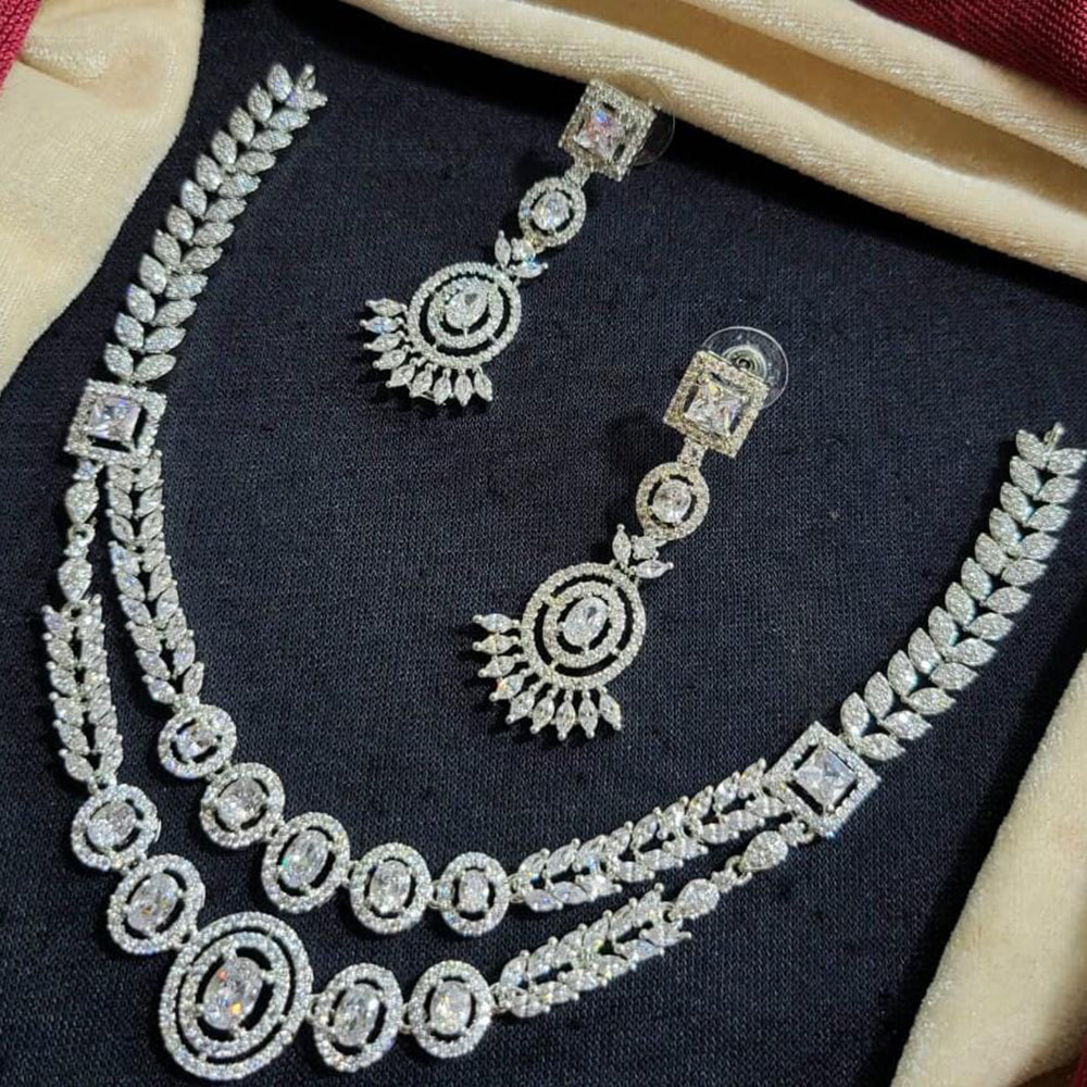Manisha Jewellery Silver Plated American Diamond Necklace Set