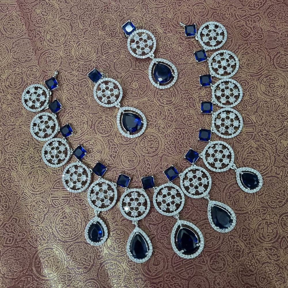 Manisha Jewellery Silver Plated American Diamond Necklace Set