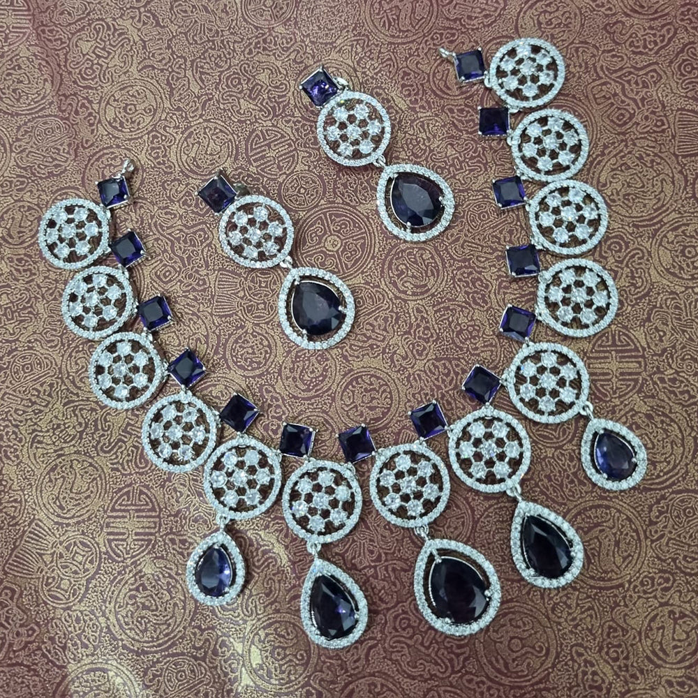 Manisha Jewellery Silver Plated American Diamond Necklace Set