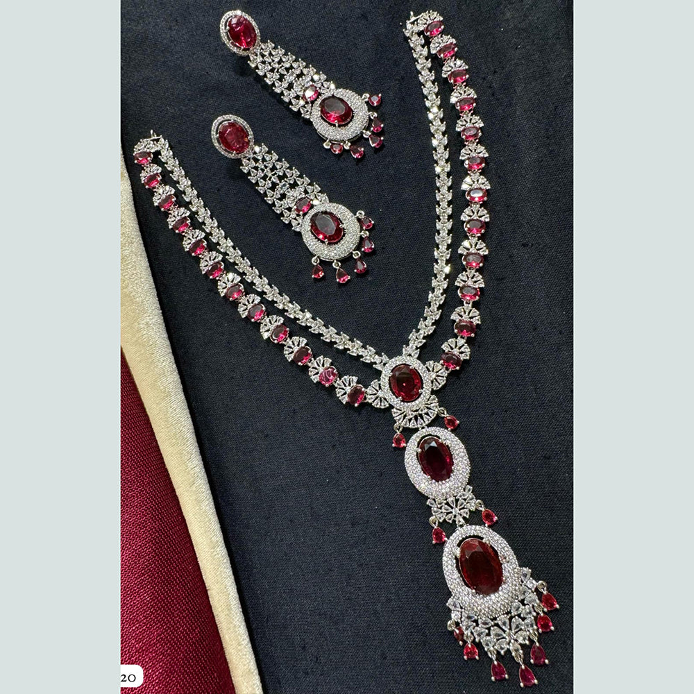 Manisha Jewellery Silver Plated American Diamond Necklace Set