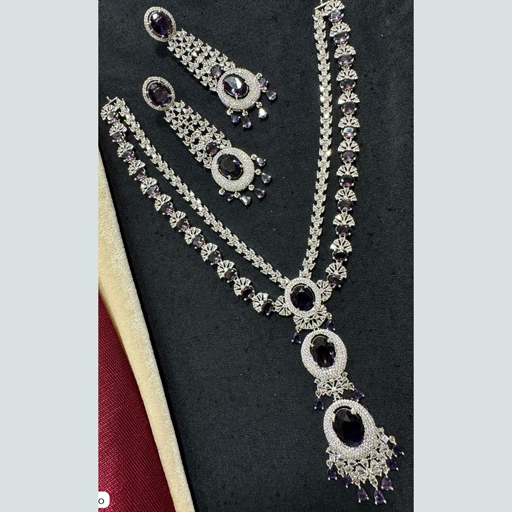 Manisha Jewellery Silver Plated American Diamond Necklace Set