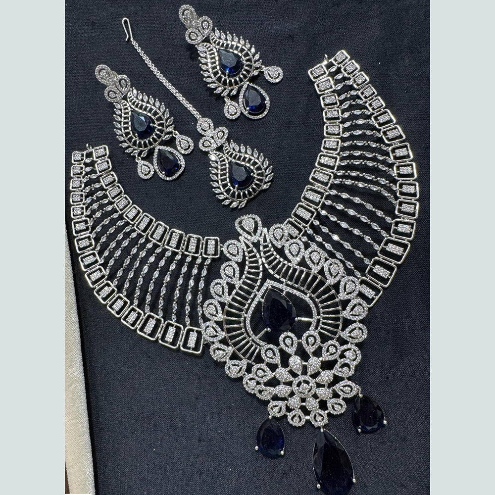 Manisha Jewellery Silver Plated American Diamond Necklace Set