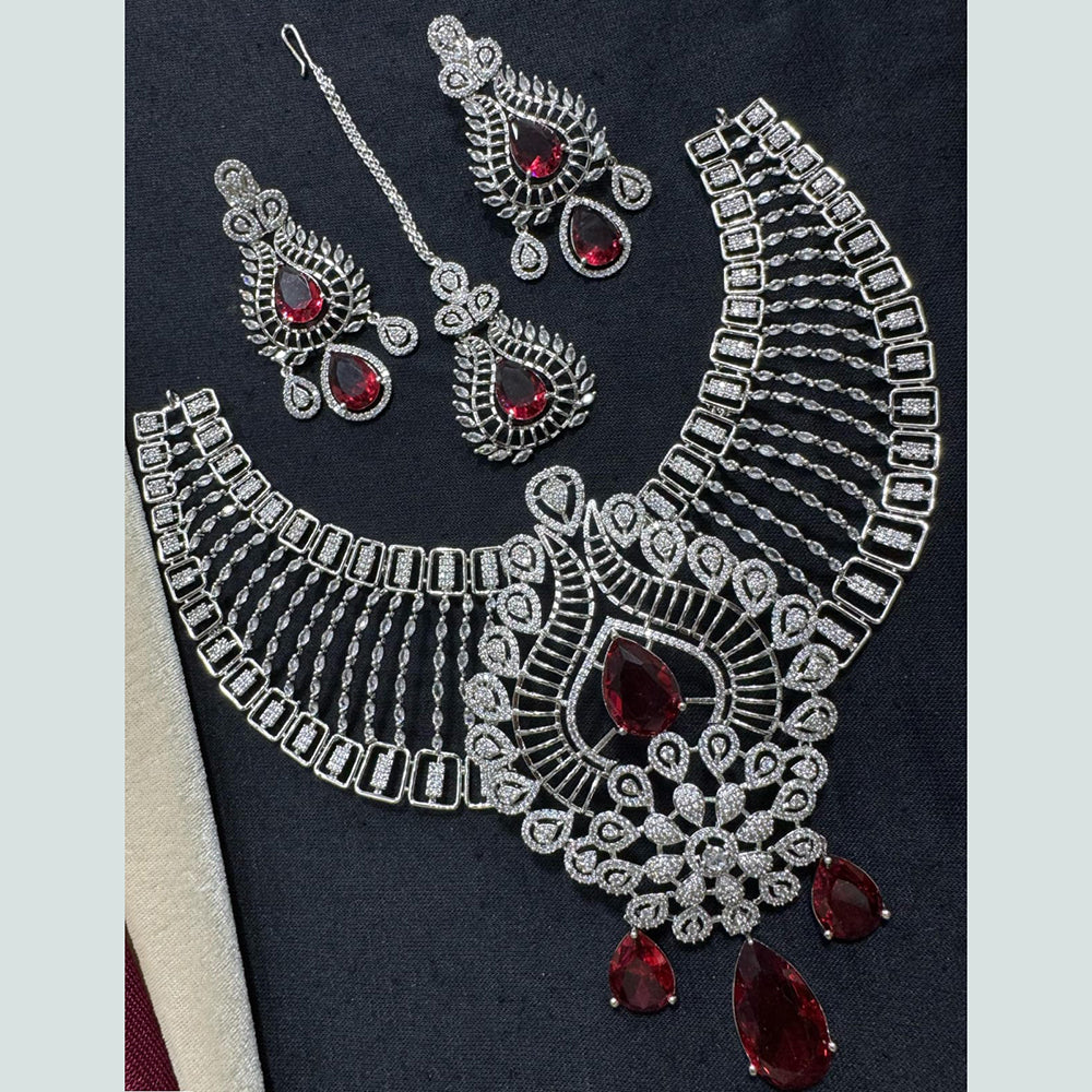 Manisha Jewellery Silver Plated American Diamond Necklace Set