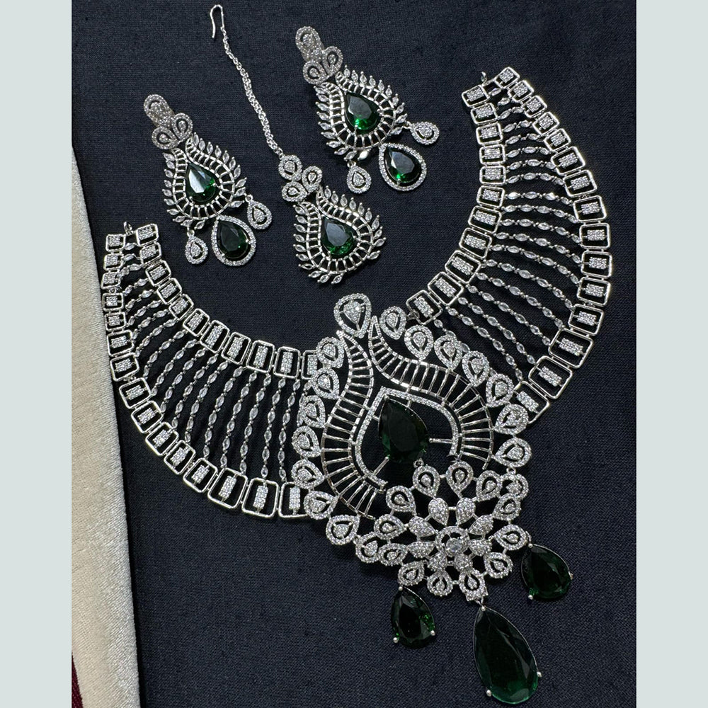 Manisha Jewellery Silver Plated American Diamond Necklace Set