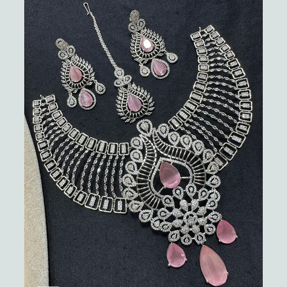Manisha Jewellery Silver Plated American Diamond Necklace Set