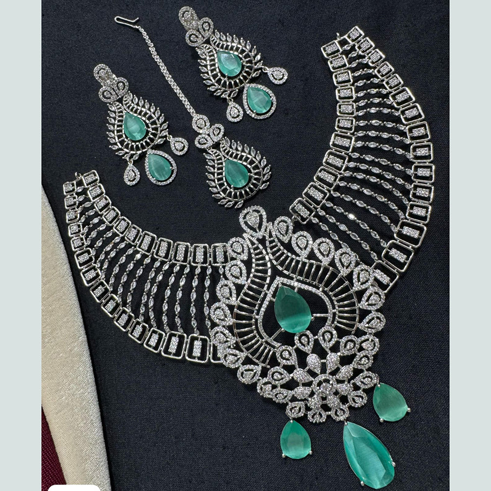 Manisha Jewellery Silver Plated American Diamond Necklace Set