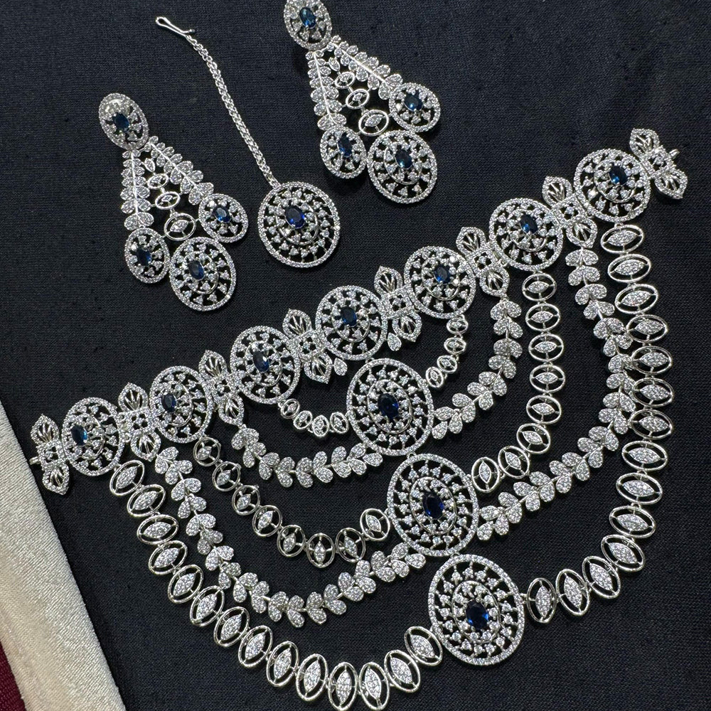 Manisha Jewellery Silver Plated American Diamond Necklace Set