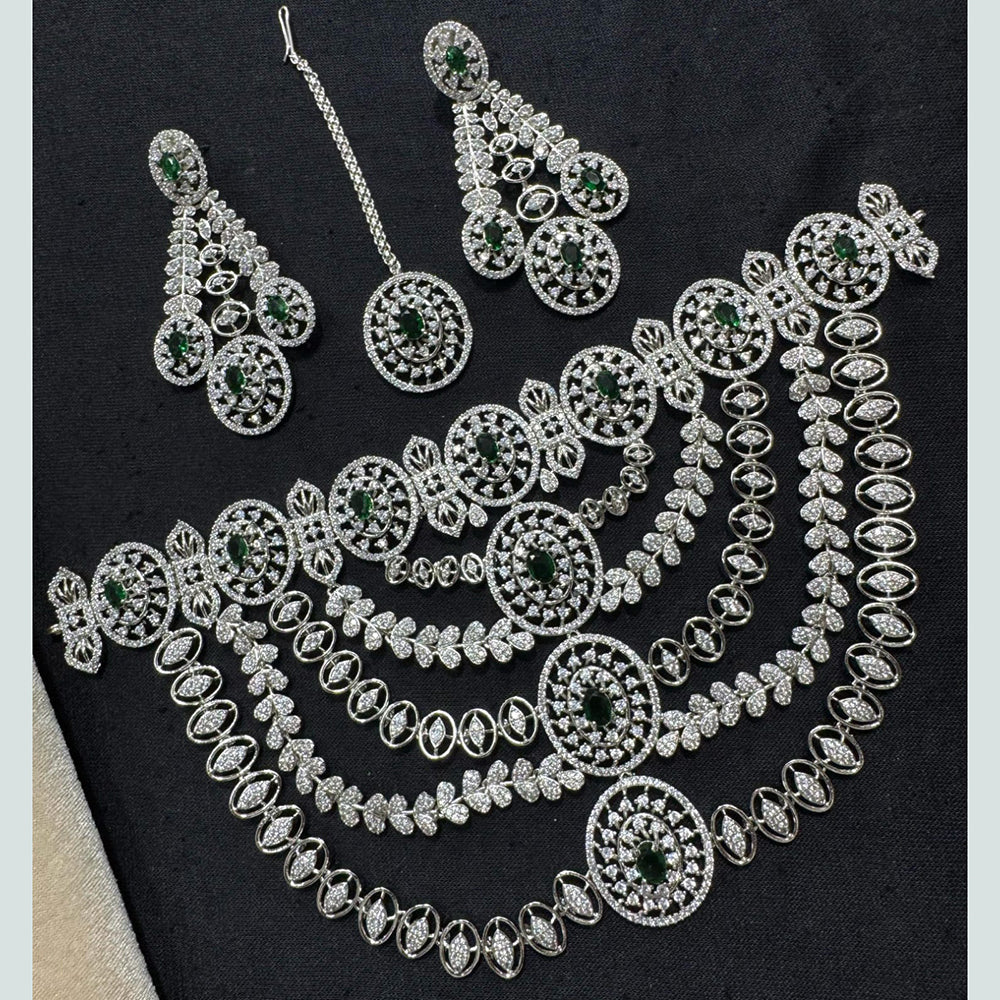 Manisha Jewellery Silver Plated American Diamond Necklace Set