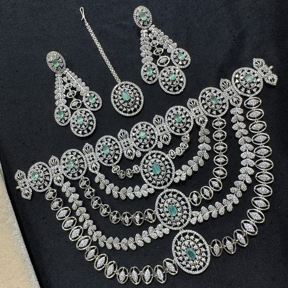 Manisha Jewellery Silver Plated American Diamond Necklace Set