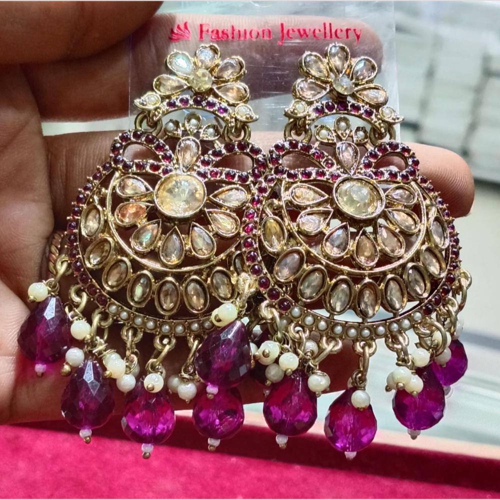 Manisha Jewellery Gold Plated Crystal Stone Dangler