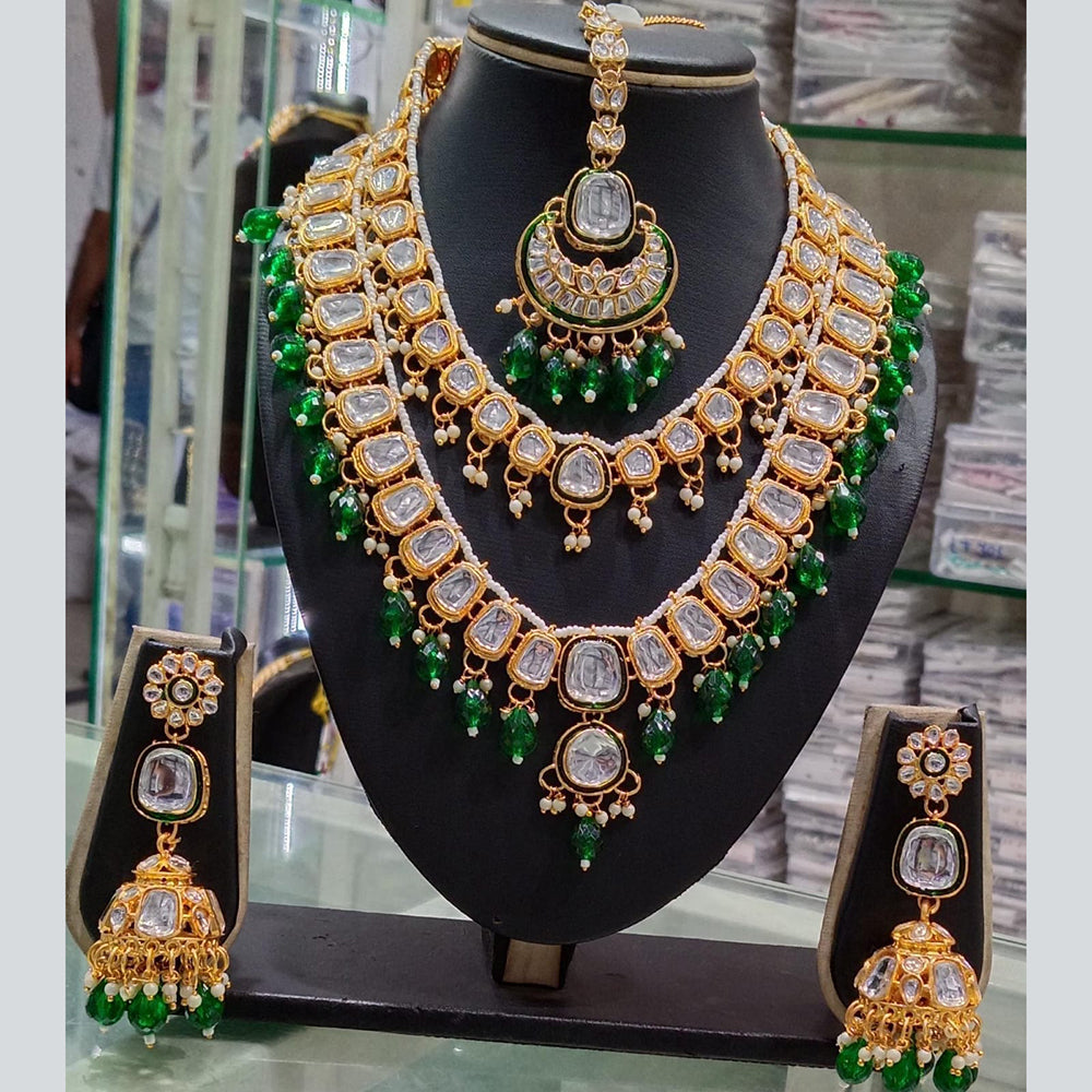 Manisha Jewellery Gold Plated Kundan Stone And Beads Necklace Set