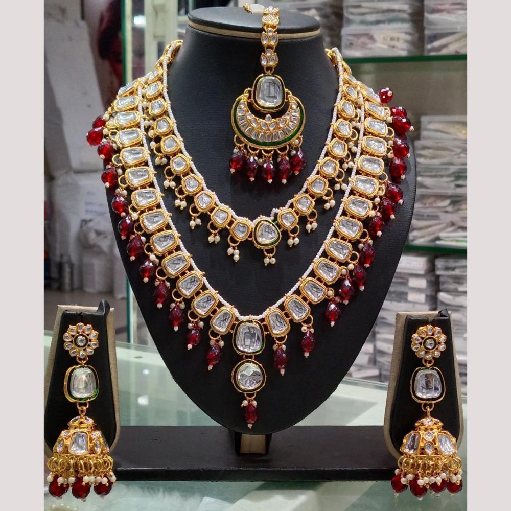 Manisha Jewellery Gold Plated Kundan Stone And Beads Necklace Set