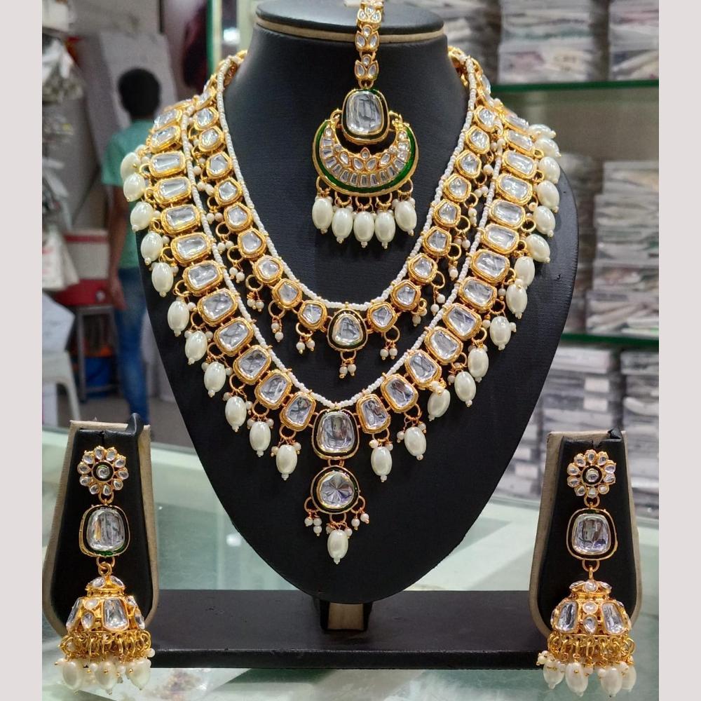 Manisha Jewellery Gold Plated Kundan Stone And Beads Necklace Set
