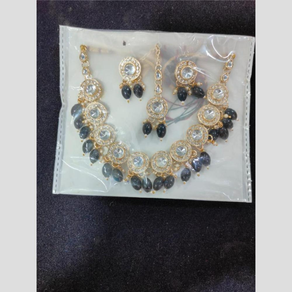 Manisha Jewellery Gold Plated Kundan Stone And Beads Necklace Set