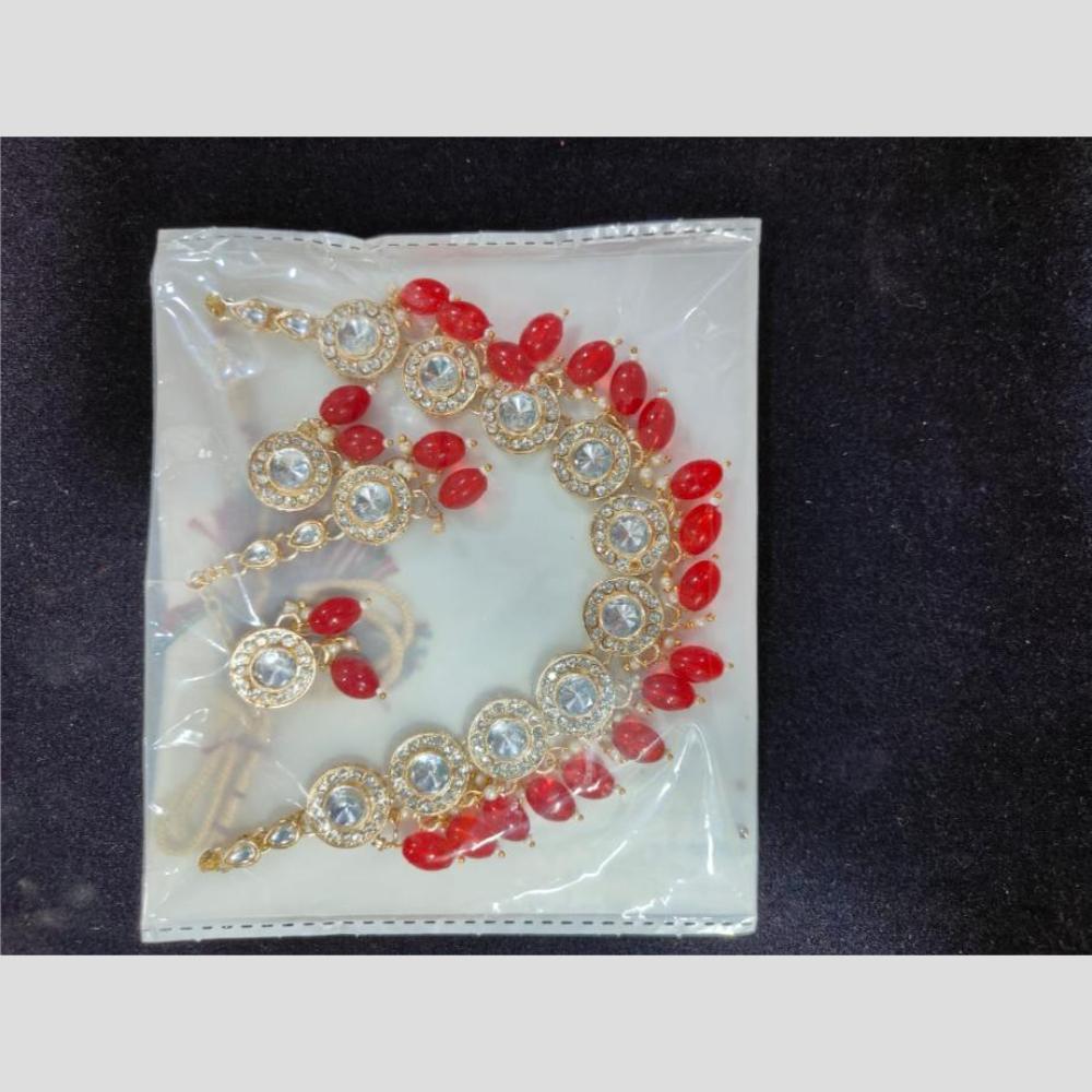 Manisha Jewellery Gold Plated Kundan Stone And Beads Necklace Set