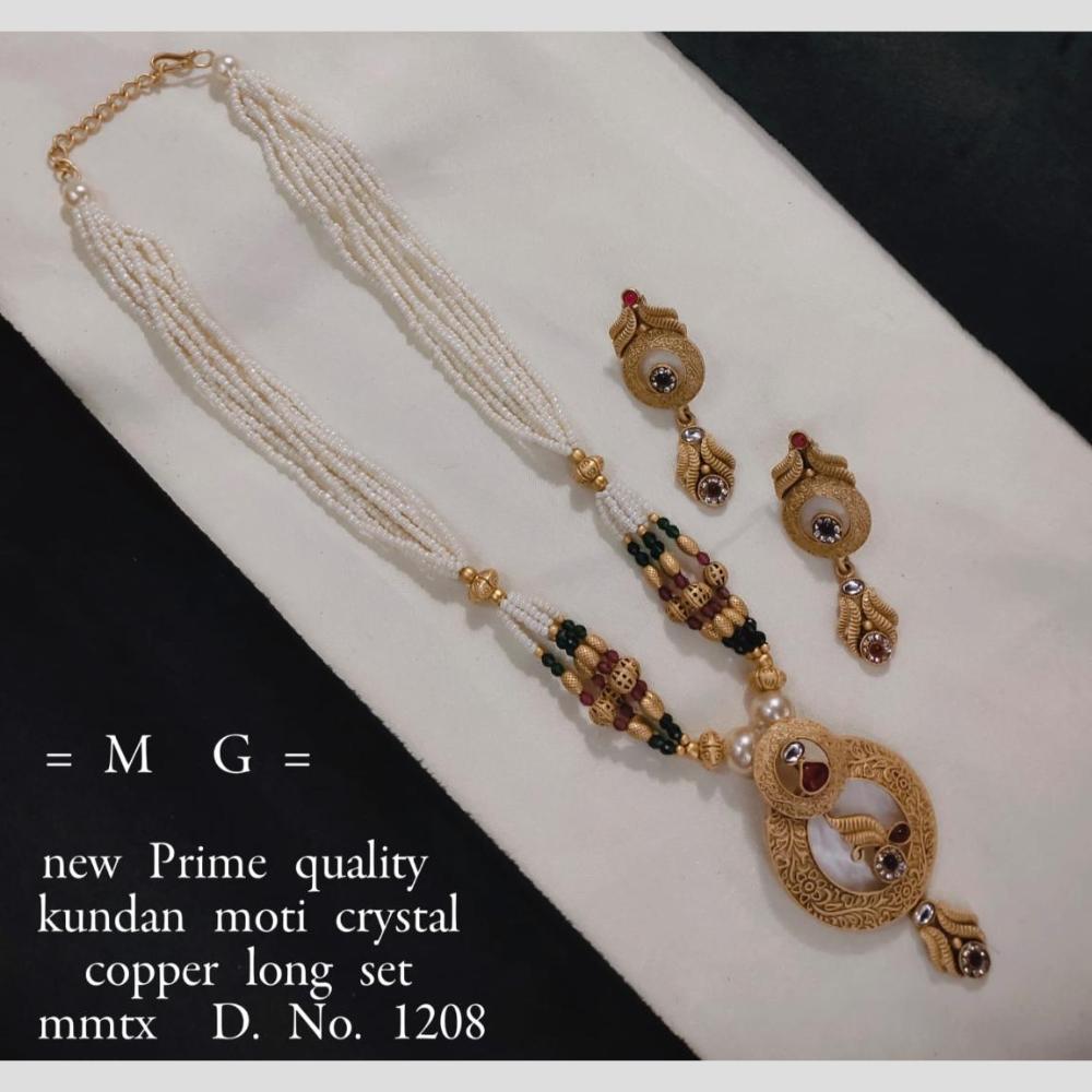 Manisha Jewellery Gold Plated Kundan Stone And Pearl Long Necklace Set