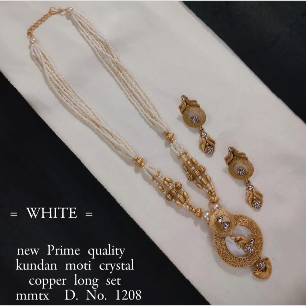 Manisha Jewellery Gold Plated Kundan Stone And Pearl Long Necklace Set