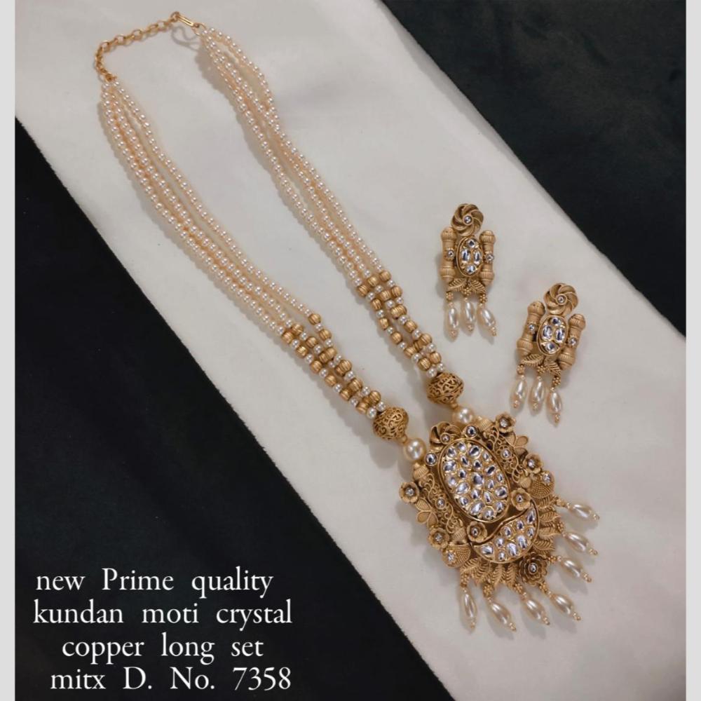 Manisha Jewellery Gold Plated Kundan Stone And Pearl Long Necklace Set