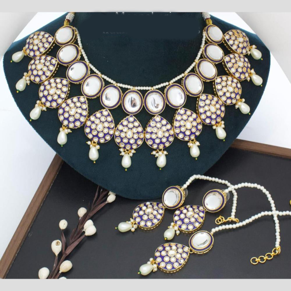 Manisha Jewellery Gold Plated Kundan Stone And Beads Meenakari Necklace Set