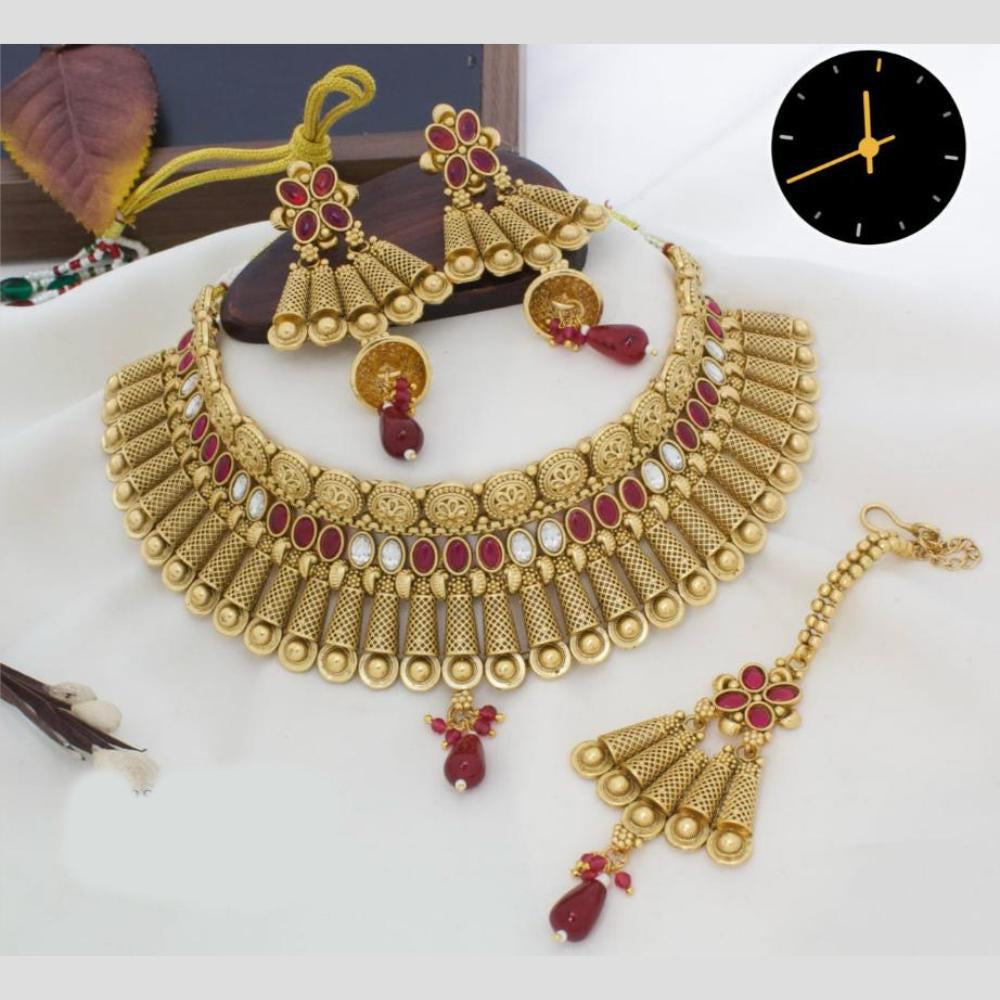 Manisha Jewellery Gold Plated Pota Stone And Beads Necklace Set