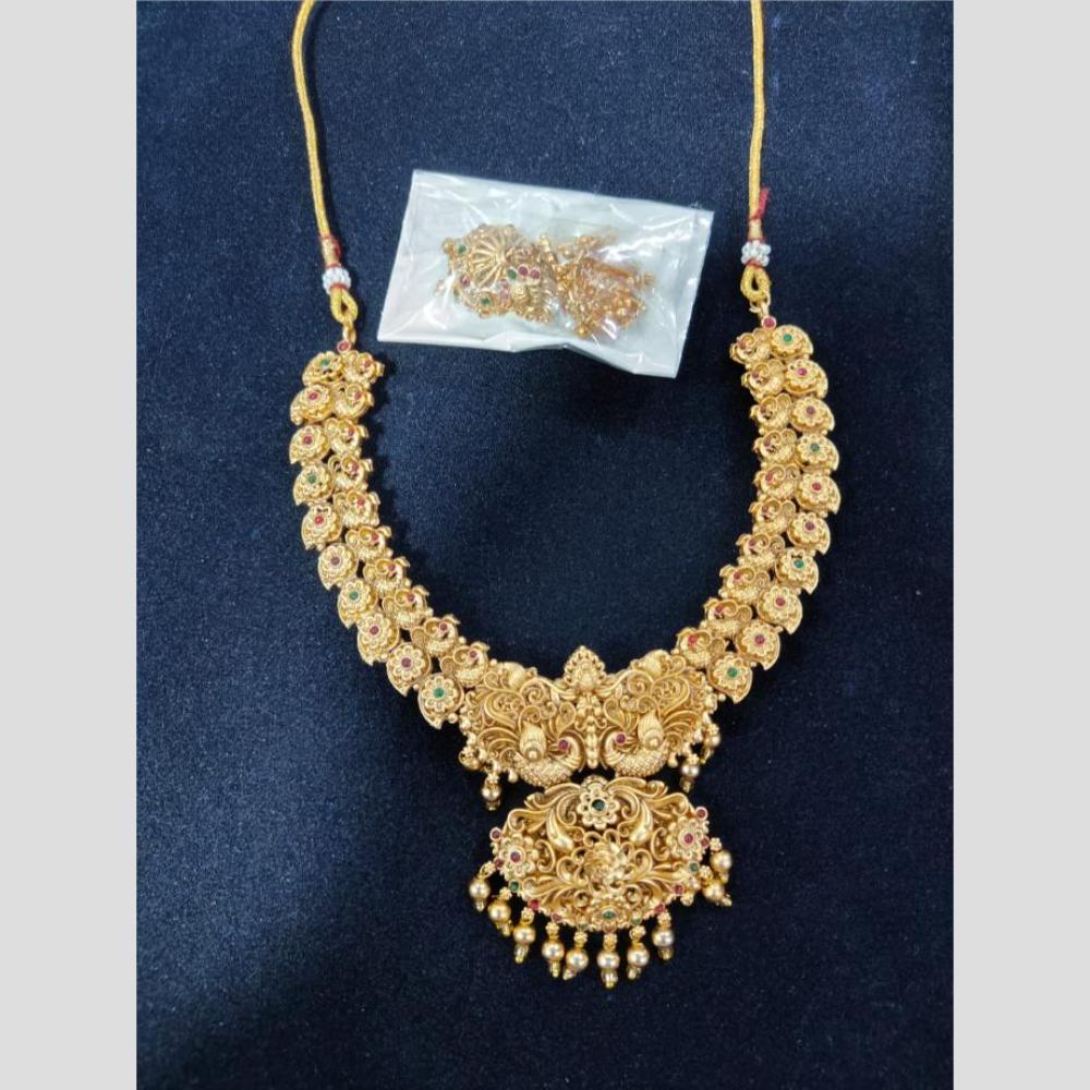 Manisha Jewellery Gold Plated Pota Stone And Pearl Necklace Set