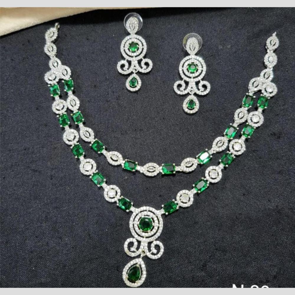 Manisha Jewellery Silver Plated American Diamond Necklace Set