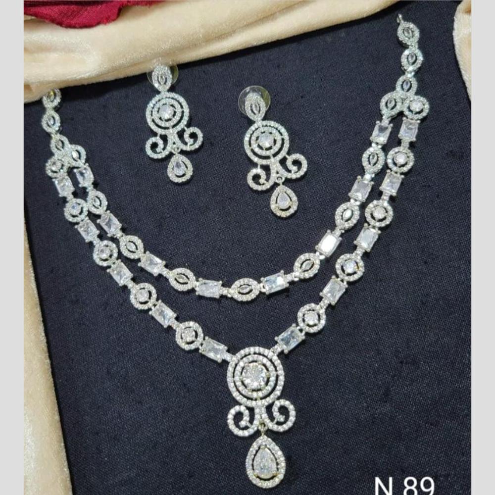 Manisha Jewellery Silver Plated American Diamond Necklace Set