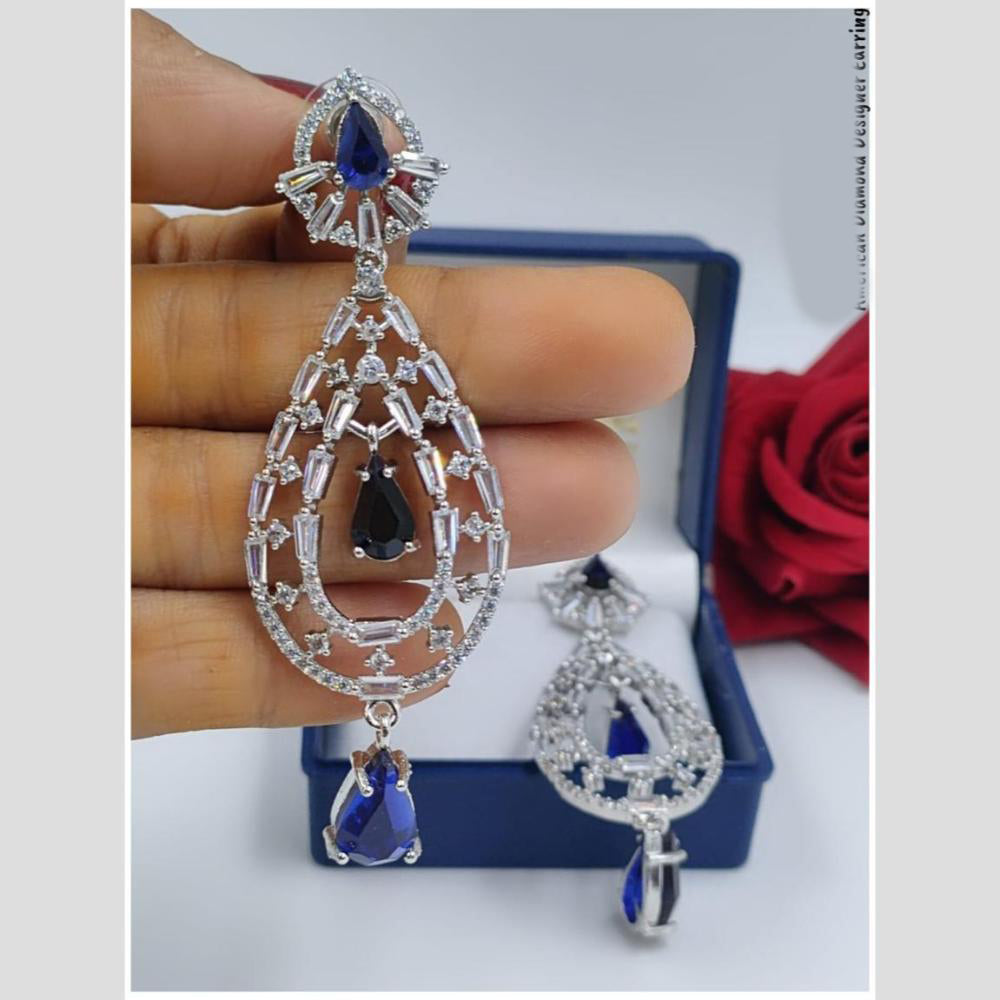 Manisha Jewellery Silver Plated American Diamond Dangler Earrings